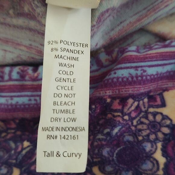 LulaRoe purple peach pink blue  Tall & Curvy leggings    Sz Tall and Curvy - Picture 6 of 6